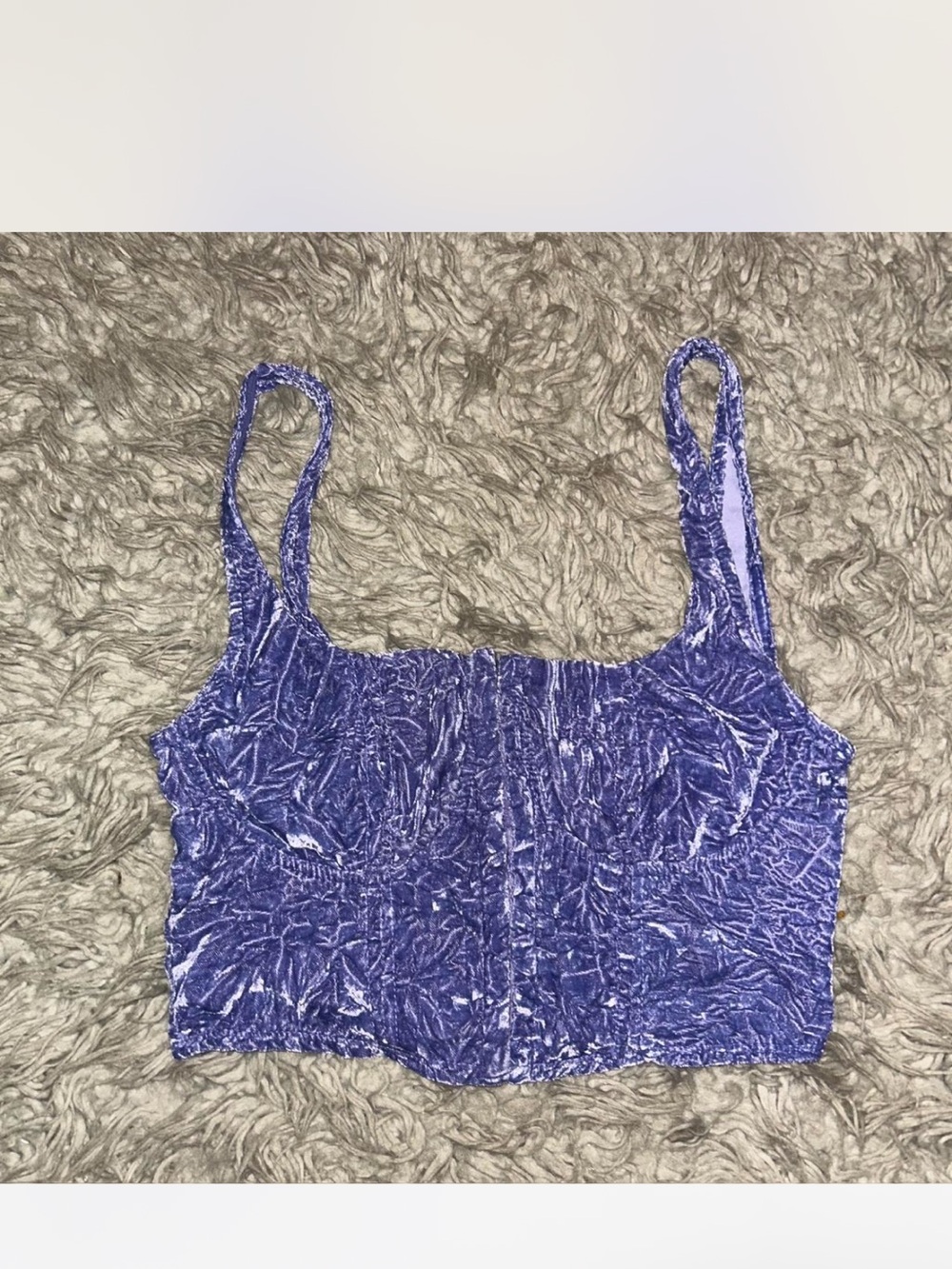 Velvet Crop Tank Top in Deep Purple - Women